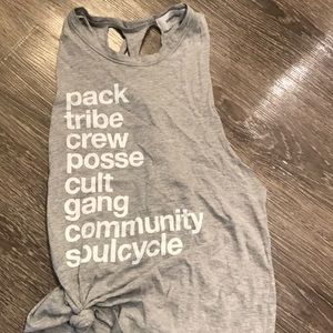 Grey Soul Cycle muscle word tank w/ braided back
